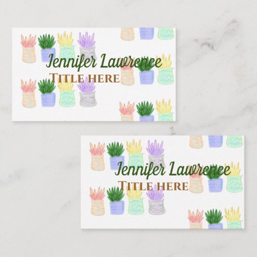 新学期先生名タイトルsucculents plant 名刺 (正面/裏面)