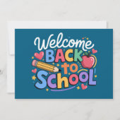 新学期先生学校初日おもしろい 招待状 (正面)