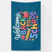 新学期先生学校初日おもしろい 横断幕 (縦)