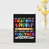 新学期先生我々はクレヨンの箱のようなものである カード (黄色い花)