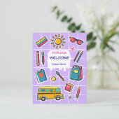 新学期初日のおめでとうございます ようこそ インビテーションポストカード (スタンド正面)