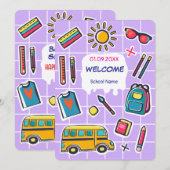 新学期初日のおめでとうございます ようこそ 招待状 (正面/裏面)