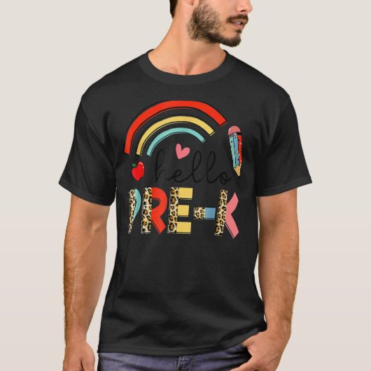 新学期初日ハロープレKレオパードレインブ Tシャツ (正面)