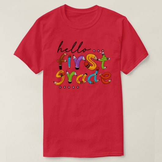 新学期初級クラス教師生徒向けの挨拶 Tシャツ (デザイン正面)