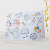 新学期勉強用品、学校 カード (黄色い花)