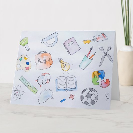 新学期勉強用品、学校 カード (正面)