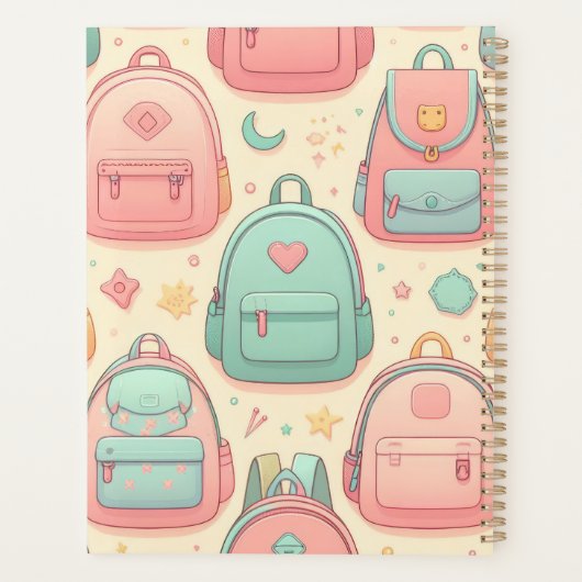 新学期名前をカスタムするバックパックパターン プランナー手帳 (裏面)