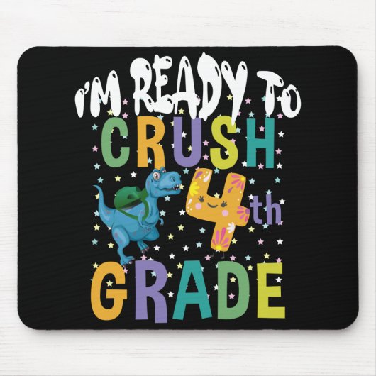 新学期四年生のディーノをつぶす準備ができている マウスパッド (正面)