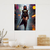 新学期女子すごいヒーローアート ポスター (キッチン)