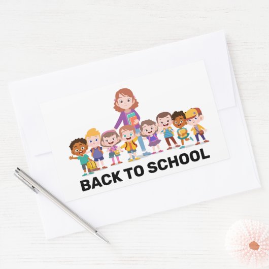 新学期子 長方形シール (封筒)