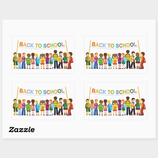 新学期子 長方形シール (シート)