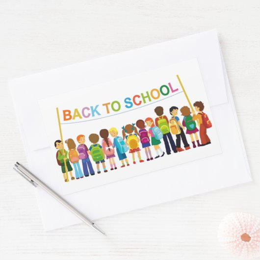 新学期子 長方形シール (封筒)