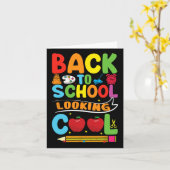 新学期学校の最初の日先生子供 カード (黄色い花)