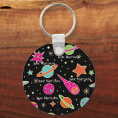 新学期宇宙ロケットパターン名 キーホルダー (正面)