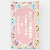 新学期教室デコール先生レトロ 横断幕 (縦)