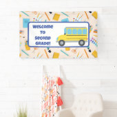 新学期教室デコール先生レトロ 横断幕 (インサイチュ)