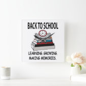 新学期教室デコール新学期 スクエア壁時計 (ホーム)