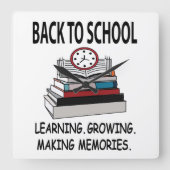 新学期教室デコール新学期 スクエア壁時計 (正面)