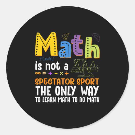 新学期数学は観戦のスポーツ数学ではない ラウンドシール (正面)