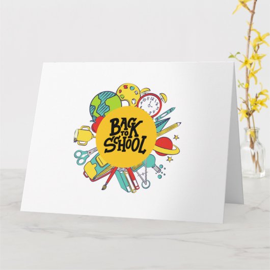 新学期日おもしろいギフト子供へギフト カード (黄色い花)