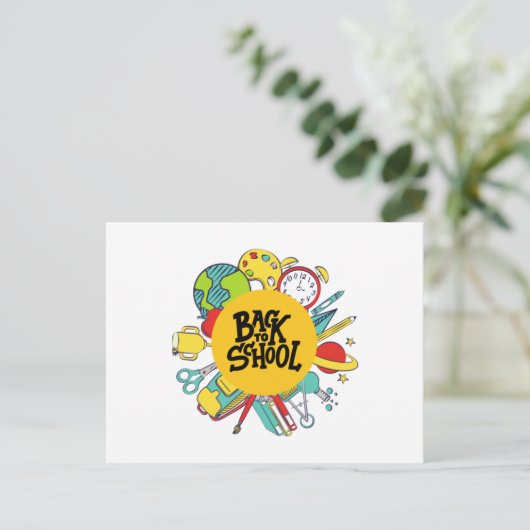 新学期日おもしろいギフト子供へギフト ポストカード (スタンド正面)
