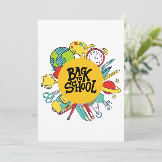 新学期日おもしろいギフト子供へギフト 招待状 (スタンド正面)