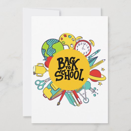 新学期日おもしろいギフト子供へギフト 招待状 (裏面)