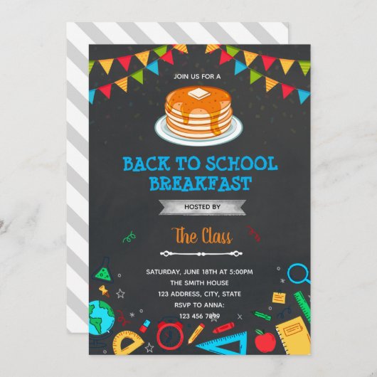 新学期朝食の招待 招待状 (正面/裏面)