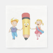 新学期漫画ハッピーペンシル&キッズ スタンダードランチョンナプキン (正面)