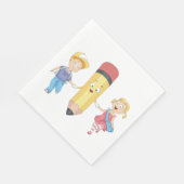 新学期漫画ハッピーペンシル&キッズ スタンダードランチョンナプキン (角)