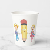 新学期漫画ハッピーペンシル&キッズ 紙コップ (正面)