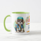 新学期犬バックパックを着用パーソナライズされた マグカップ (左)