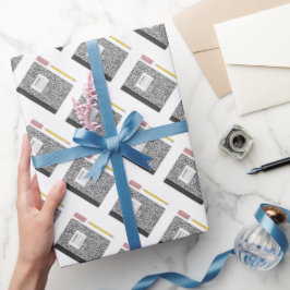 新学期用品コンポジションブックパーティー ラッピングペーパー