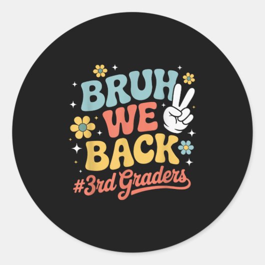 新学期第3学年3学年Bruh We Back 3rd Gr ラウンドシール (正面)