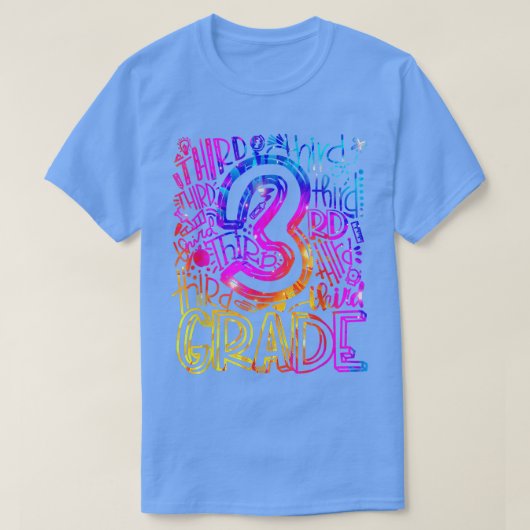 新学期第3級絞り染めタイポグラフィ Tシャツ (デザイン正面)