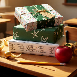 新学期色、緑、b&w ラッピングペーパーシート