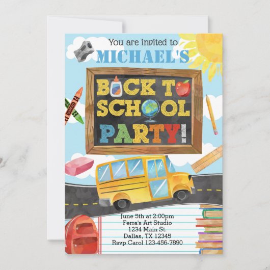 新学期誕生日パーティー招待招待状 招待状 (正面)