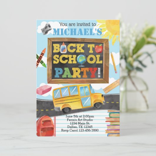 新学期誕生日パーティー招待招待状 招待状 (スタンド正面)