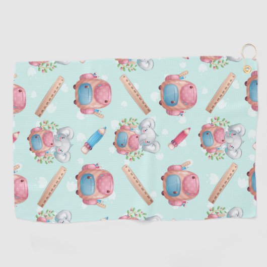 新学期象模様 ゴルフタオル (横)