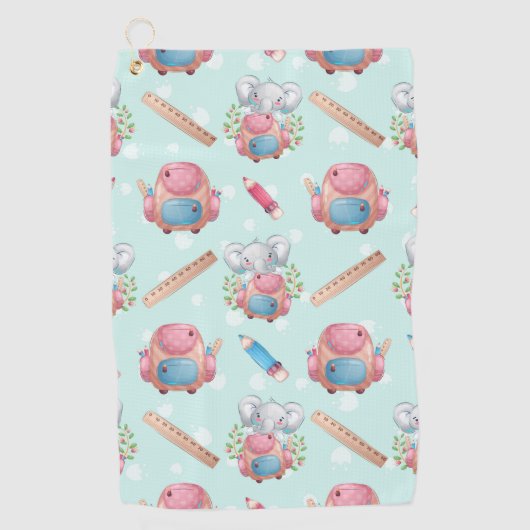 新学期象模様 ゴルフタオル (正面)