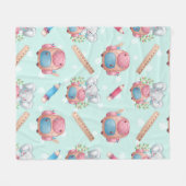 新学期象模様 フリースブランケット (正面(横))