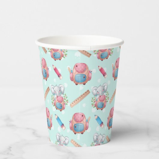 新学期象模様 紙コップ (右)