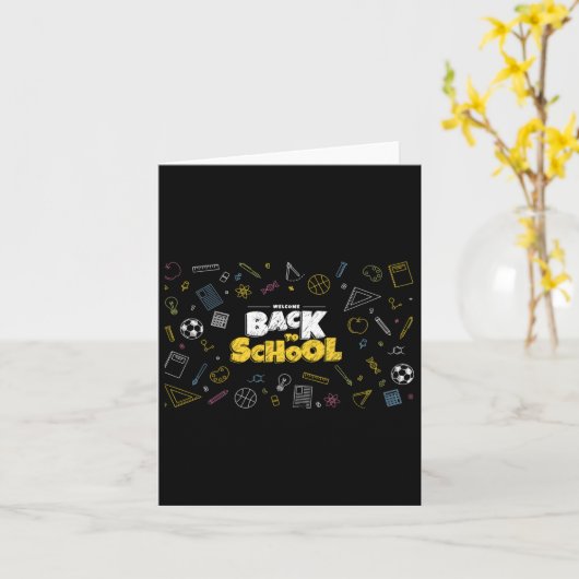 新学期顔マスクおもしろい先生及び学生 カード (黄色い花)