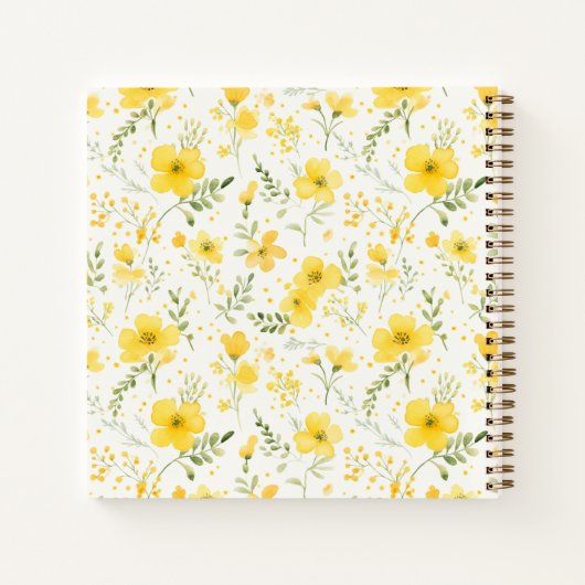 新学期黄色の野草模様フローラ ノートブック (裏面)