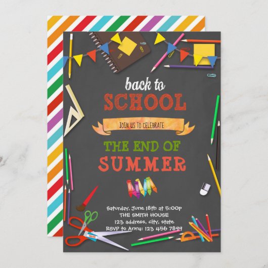 新学期黒板カード 招待状 (正面/裏面)