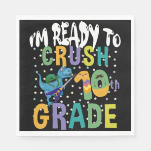 新学期10年生のディノをつぶす準備ができている スタンダードランチョンナプキン