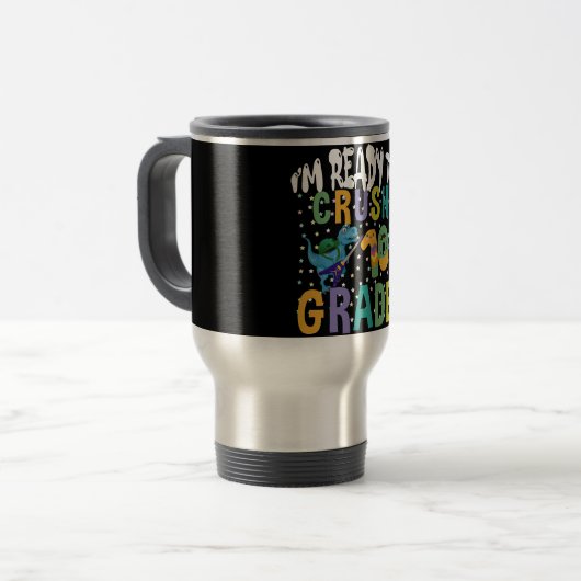 新学期10年生のディノをつぶす準備ができている トラベルマグ (正面左)