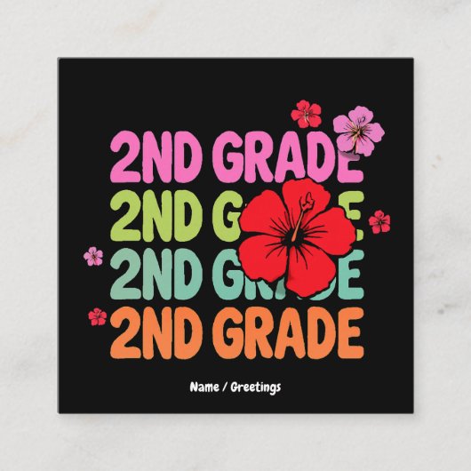 新学期2年生のかわいい1日目 スクエア名刺 (正面)