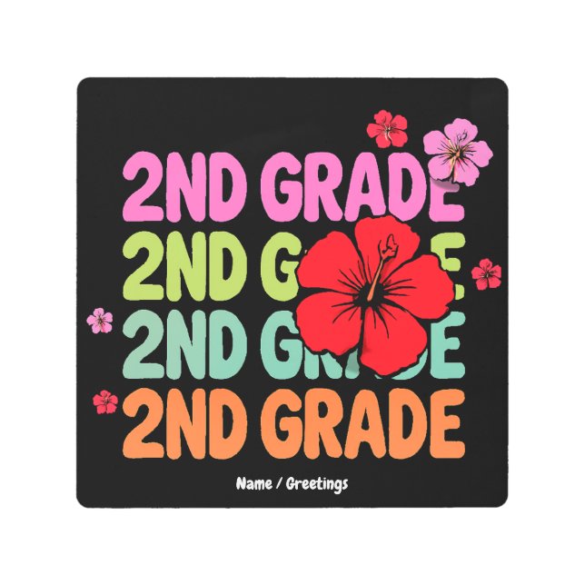 新学期2年生のかわいい1日目 メタルプリント (正面)