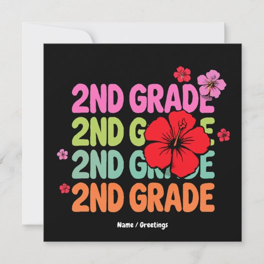 新学期2年生のかわいい1日目 招待状 (正面)